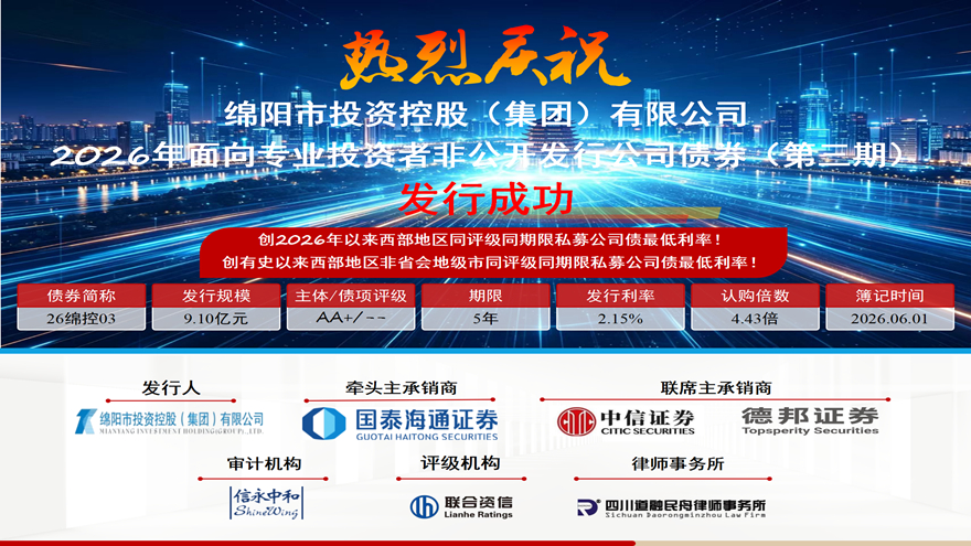 乘势破新低，聚力启新程——bat365中文官方网站官网成功发行2026年第三期私募公司债